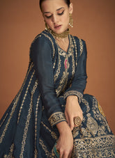 Outstanding Georgette Salwar Suit in Teal Blue